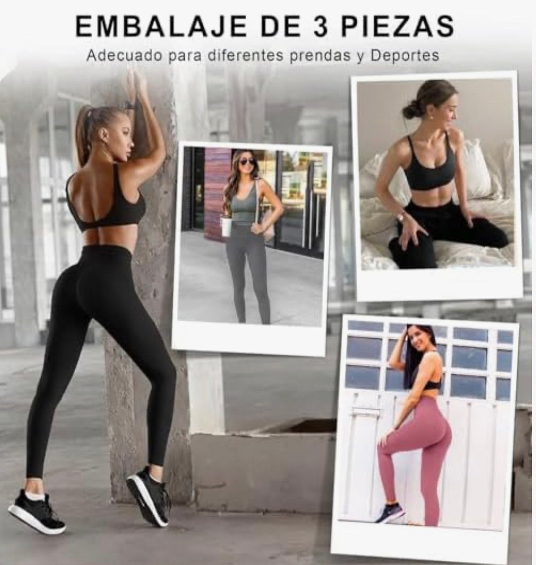 Pack de 3 leggings deportivos de cintura alta ✨ ¡Entrena con Comodidad, Estilo y Soporte!