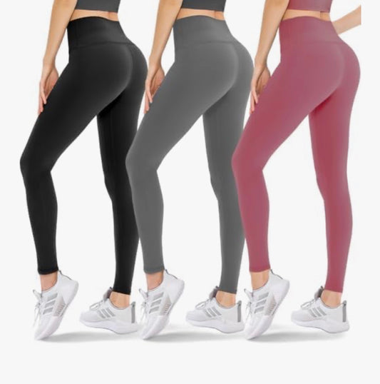 Pack de 3 leggings deportivos de cintura alta ✨ ¡Entrena con Comodidad, Estilo y Soporte!